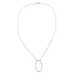 Tiffany & Co. 18K White Gold Metro Diamond Oval Pendant Necklace 16"