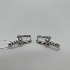 Tiffany & Co. 18K White Gold Pavé Diamond HardWear Double Link Drop Earrings
