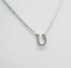 Tiffany & Co. 18 Karat White Gold Pave Diamond Horse Shoe Pendant Necklace