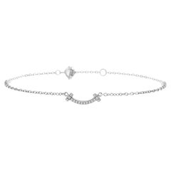 Tiffany & Co. 18K White Gold Pave Diamond T Smile Mini Link Bracelet