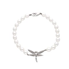 TIFFANY & Co. Pulsera libélula de diamantes y perlas de oro blanco de 18 quilates 7,5".