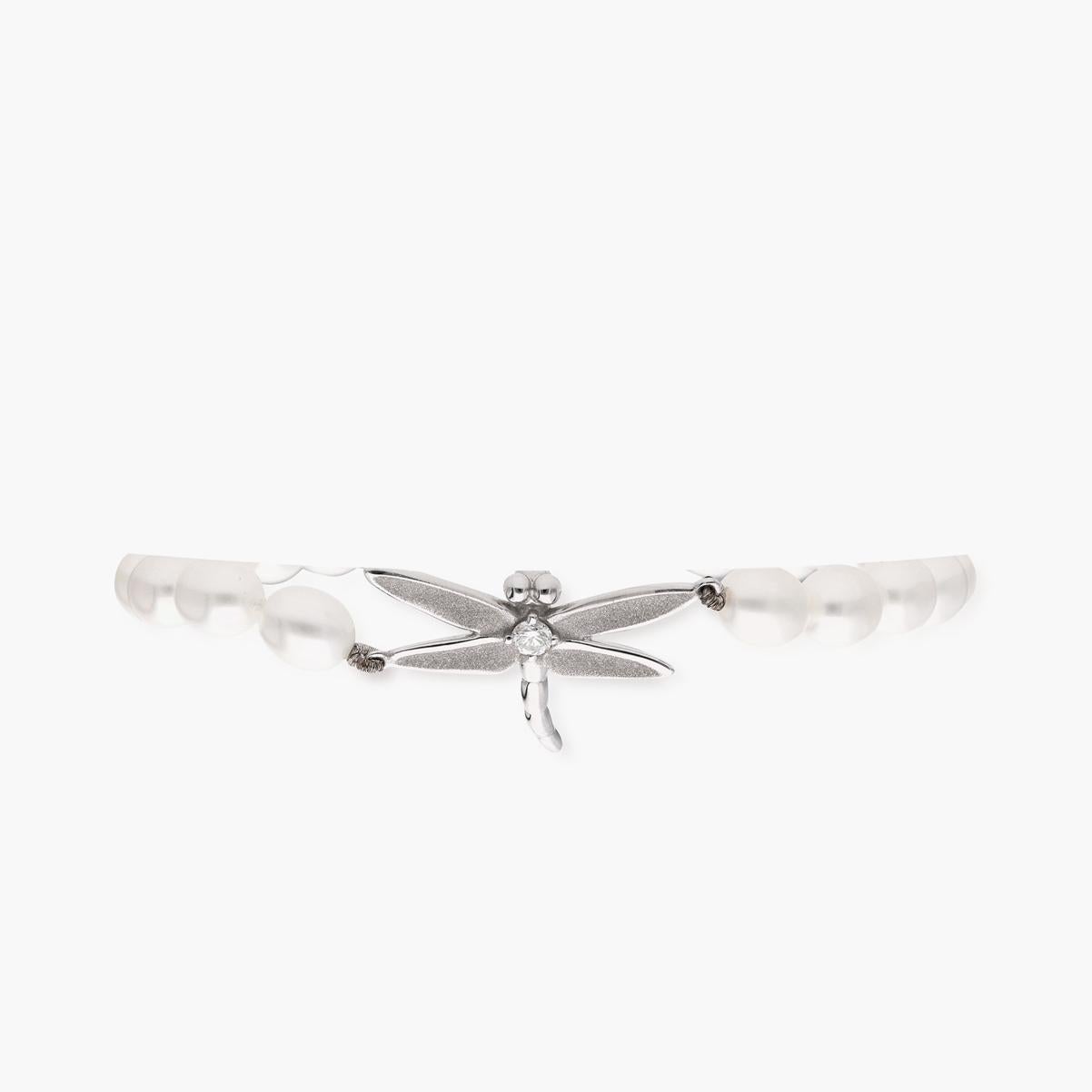 Bracciale Dragonfly con perle e diamanti in oro bianco 18 carati TIFFANY & Co. In condizioni ottime in vendita a Los Angeles, CA