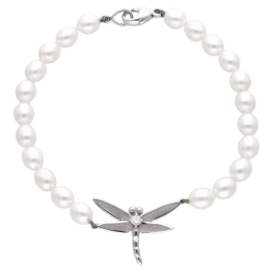 Bracciale Dragonfly con perle e diamanti in oro bianco 18 carati TIFFANY & Co.
