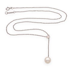 Tiffany & Co. 18K White Gold Pearl Y-Drop Necklace — 16"