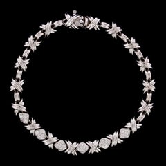 Tiffany & Co. 18 Karat White Gold Signature "X" Diamond Bracelet