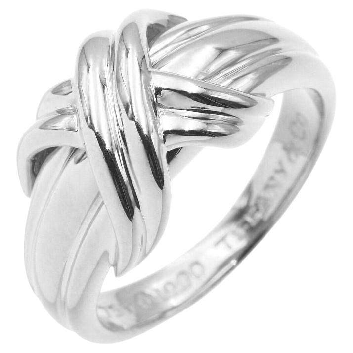 TIFFANY & Co. 18K White Gold Signature X Ring 6 For Sale