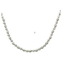 Tiffany & Co. 18k White Gold Straight Diamond Tennis Necklace 6.47 Ctw