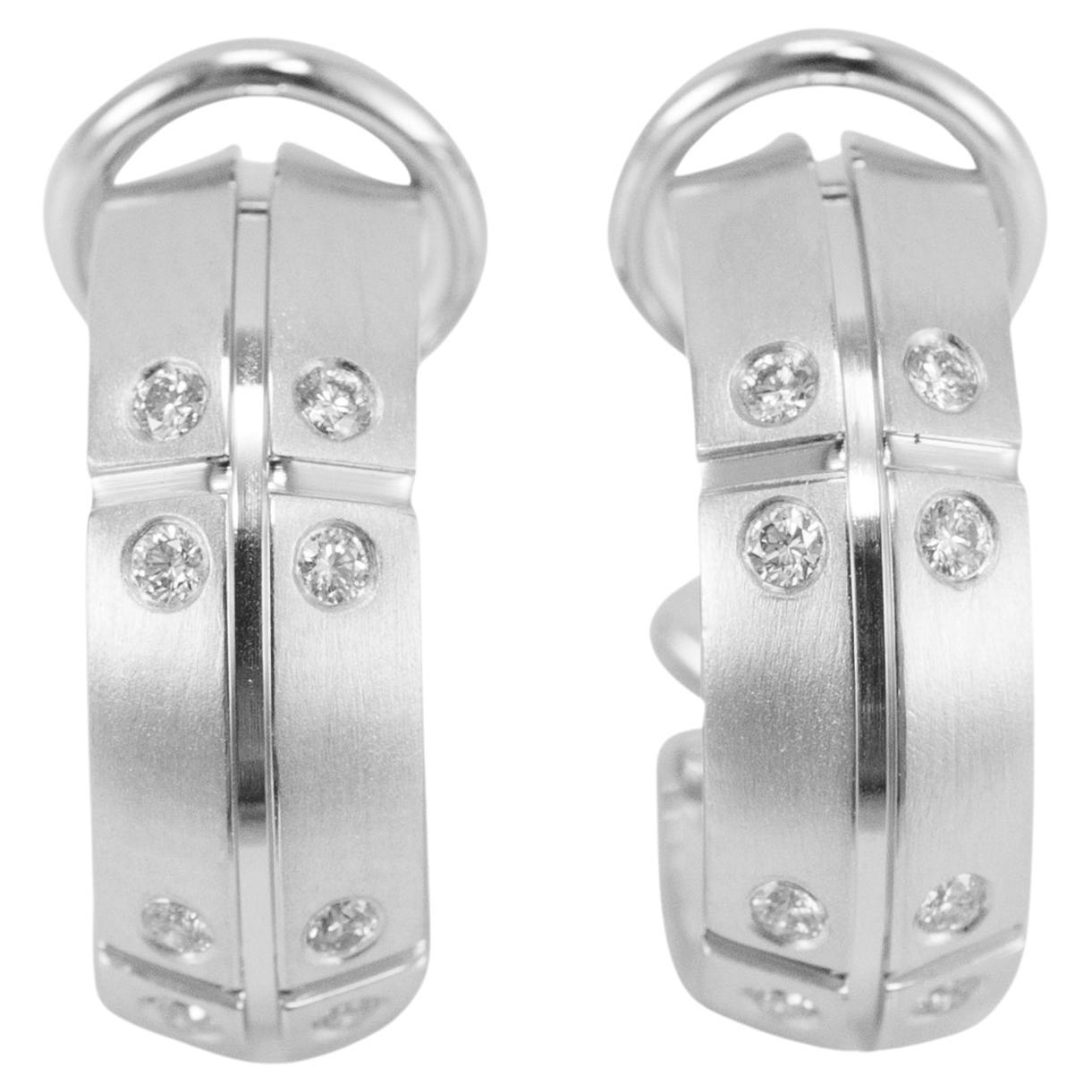 Tiffany & Co. 18K White Gold Streamerica Diamond Hoop Earrings