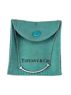 Tiffany & Co. 18K White Gold T Smile Pendant Necklace w/Pouch & Box #24738