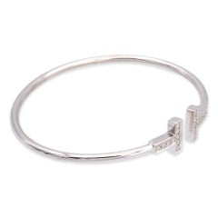 Tiffany & Co. 18K White Gold T Wire Diamond 0.22 Cts. Bracelet Medium Size