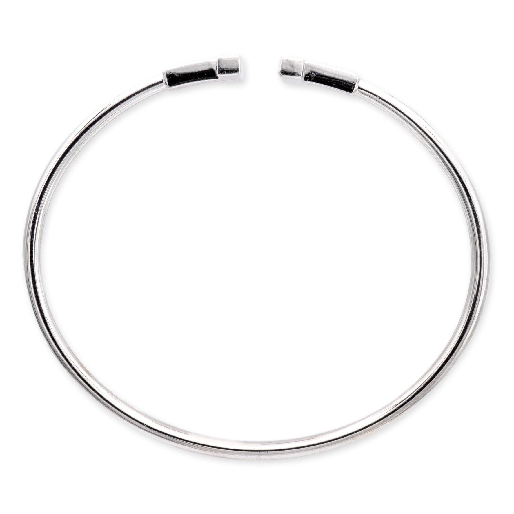 Modern Tiffany & Co. 18K White Gold T Wire Diamond 0.22 Cts. Bracelet Medium Size