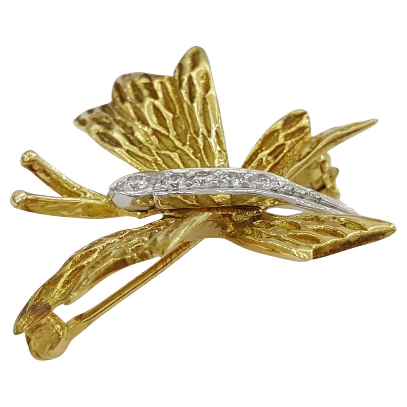 Tiffany & Co. Broche jaune 18 carats avec diamants Excellent état - En vente à Rome, IT