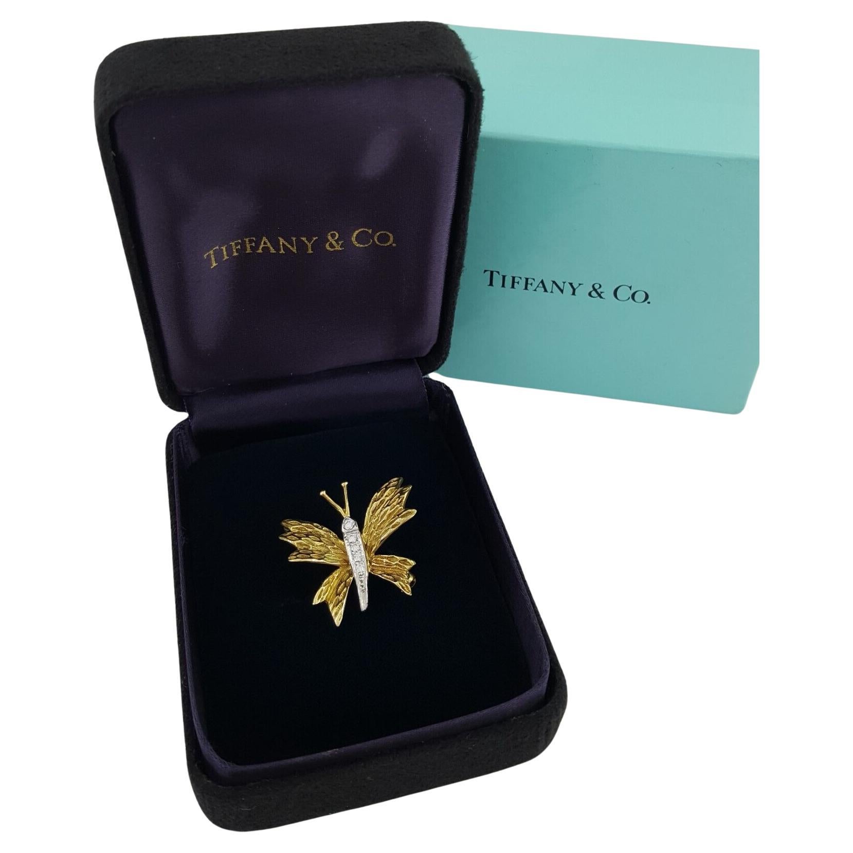 Women's or Men's Tiffany & Co. 18k Yellow Brooch Diamond For Sale
