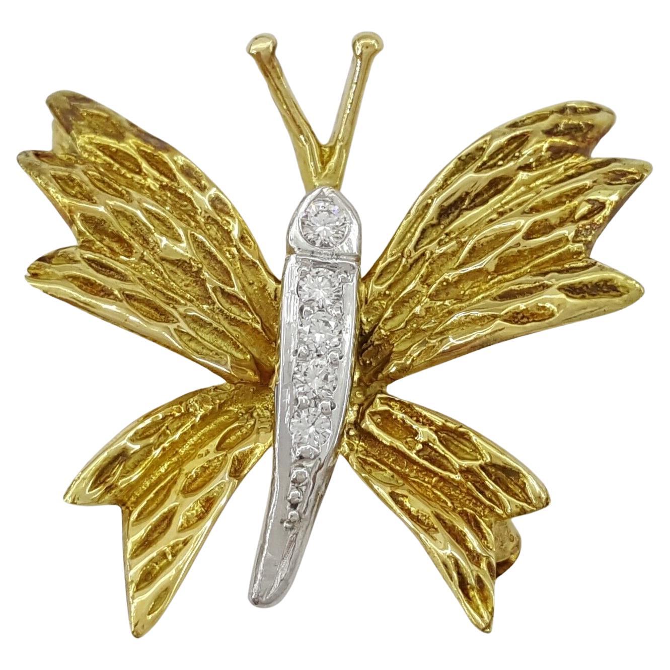 Tiffany & Co. Broche jaune 18 carats avec diamants en vente
