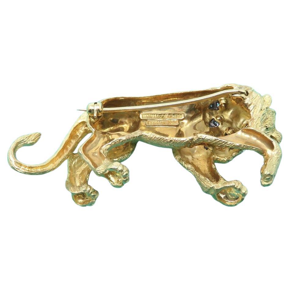 Round Cut Tiffany & Co.  18k Emerald Diamond Yellow Brooch For Sale