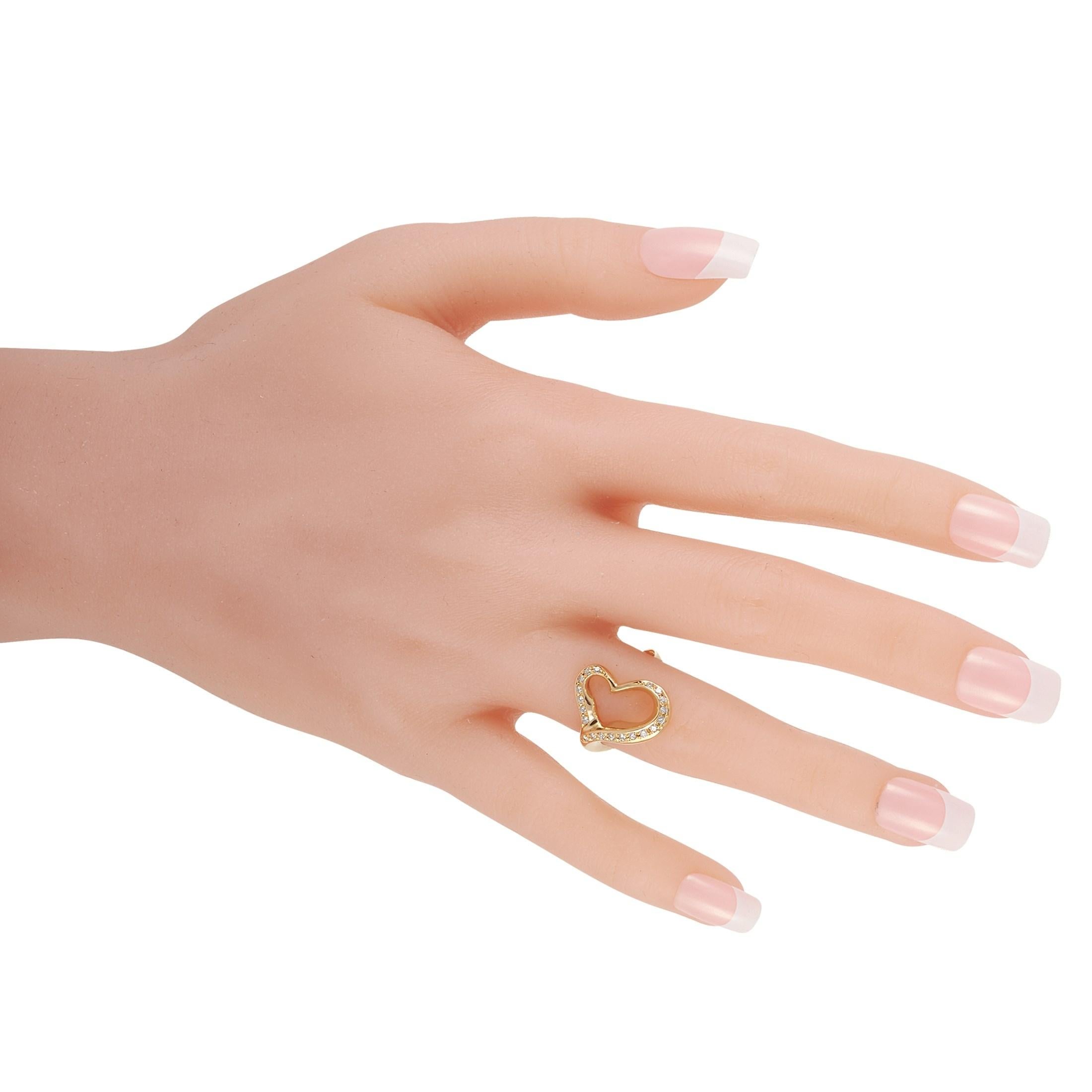 Round Cut Tiffany & Co. 18 Karat Yellow Gold 0.20 Carat Diamond Heart Ring
