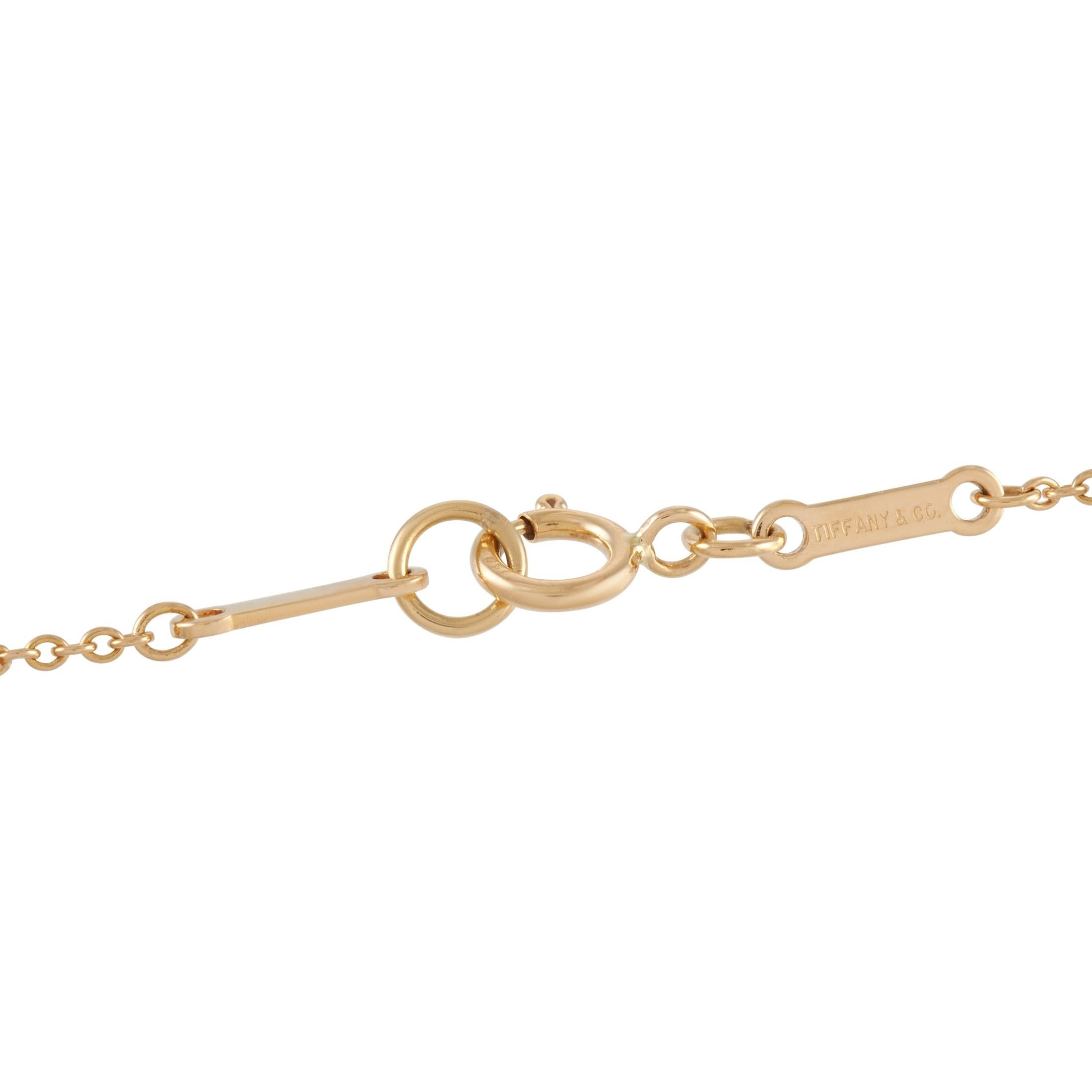 Round Cut Tiffany & Co. 18 Karat Yellow Gold 0.35 Carat Diamond Solitaire Necklace