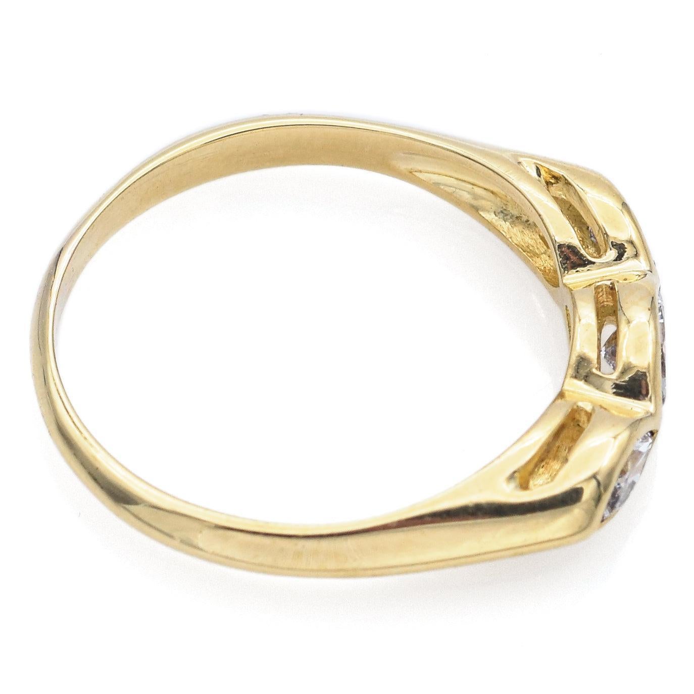 Marquise Cut Tiffany & Co 18K Yellow Gold 0.38tcw Diamond Marquise Three-Stone Band Ring For Sale