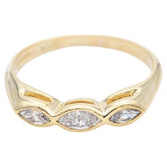 Tiffany & Co 18K Yellow Gold 0.38tcw Diamond Marquise Three-Stone Band Ring
