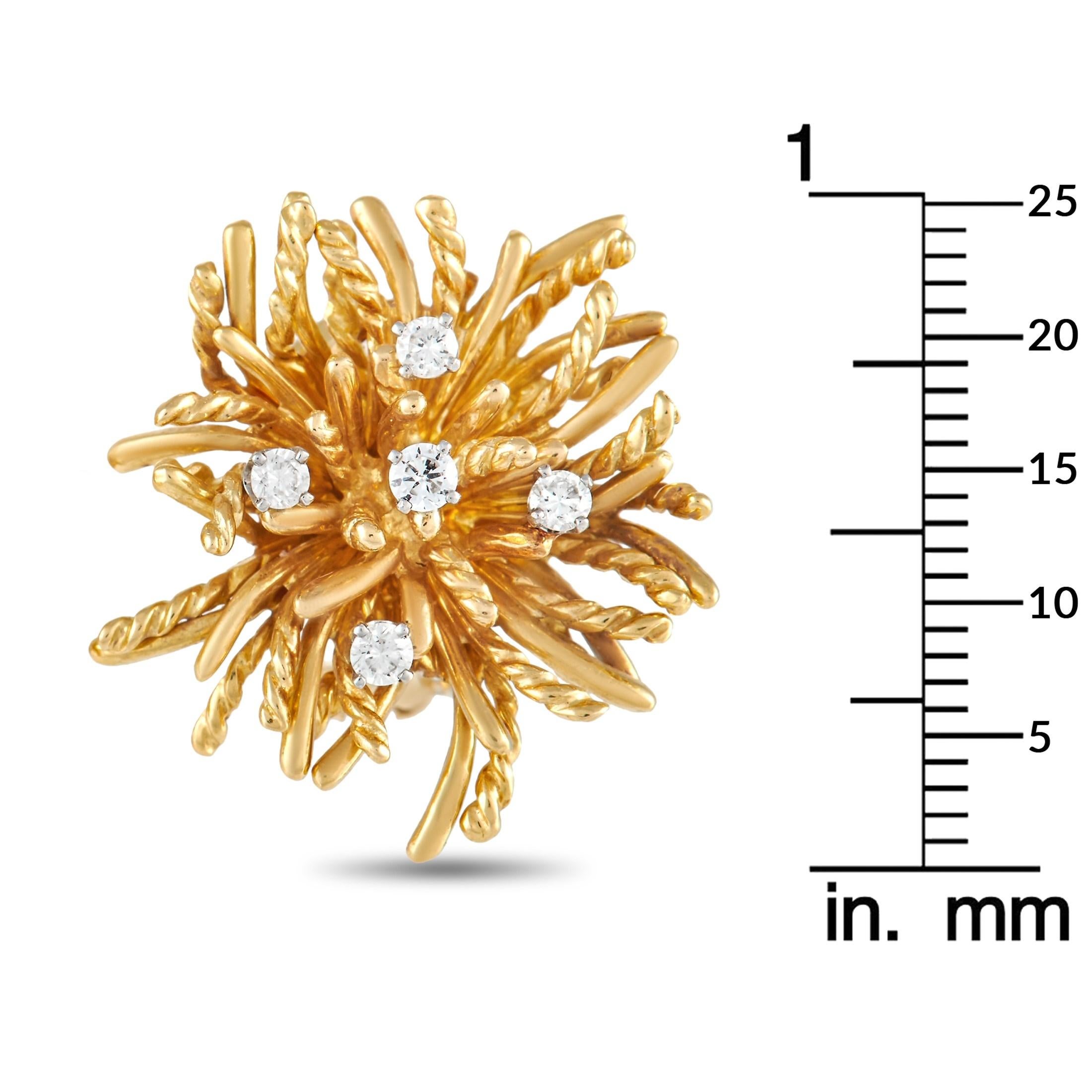 Ohrringe aus 18 Karat Gelbgold mit 0,50 Karat Diamant im Seeuhrschliff von Tiffany & Co. (Rundschliff)