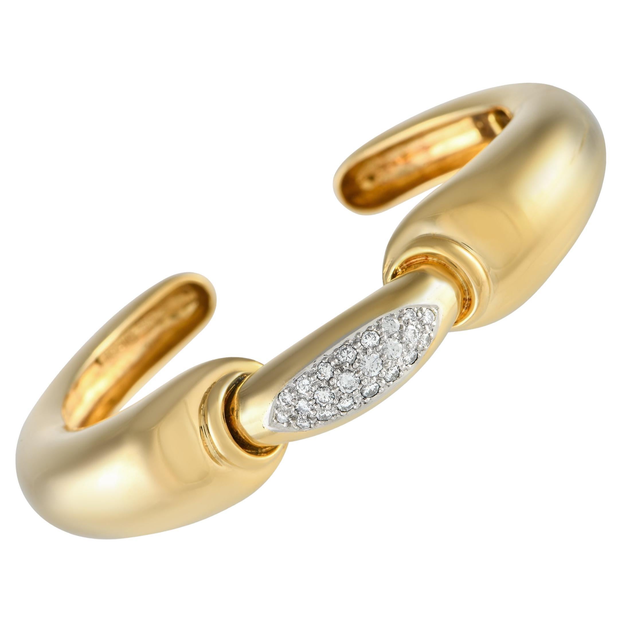 Tiffany & Co. 18k Yellow Gold 0.55 Carat Diamond Cuff Bracelet For Sale