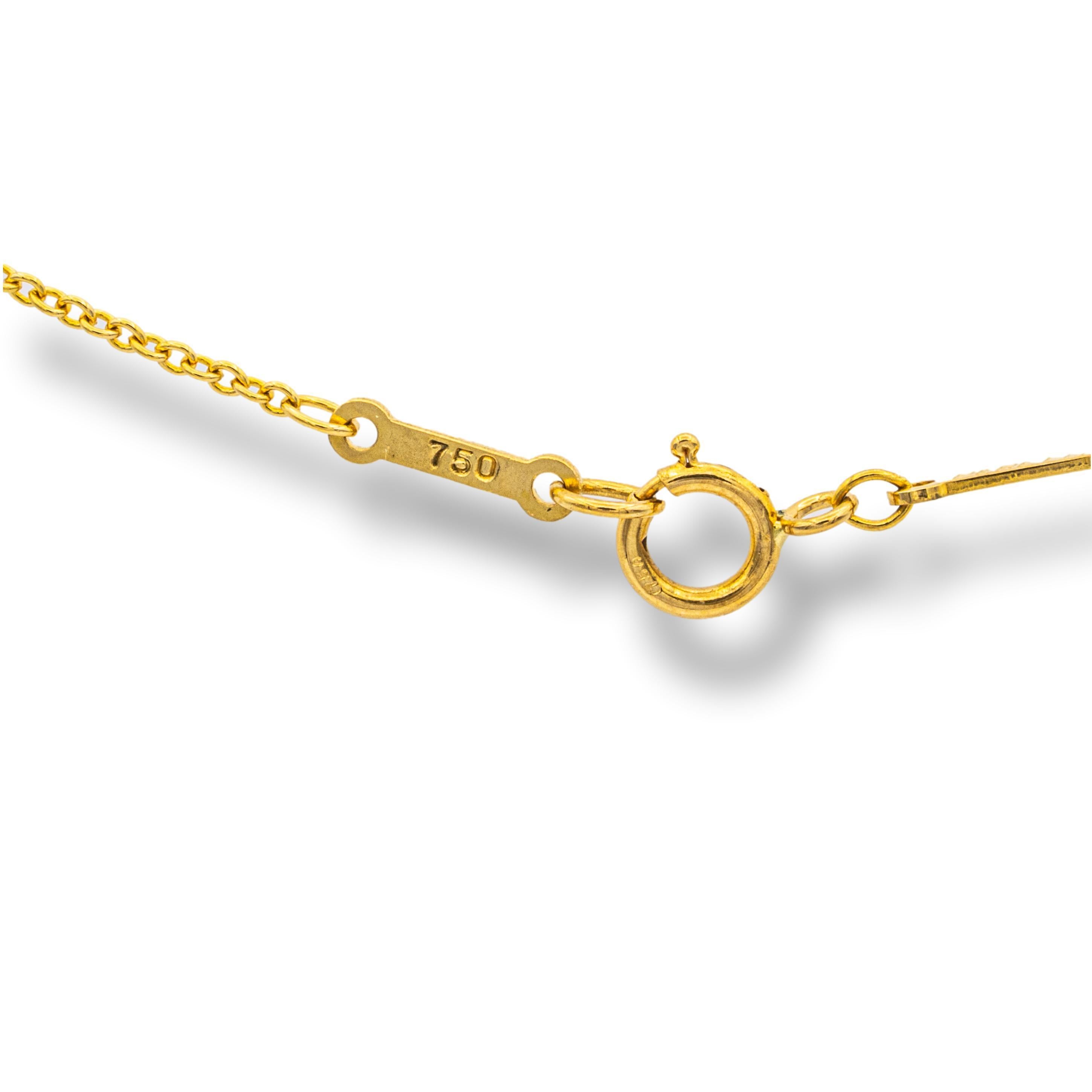 This gold diamond necklace by Tiffany & Co. is simple and stunning. The delicate chain holds a single, dazzling diamond that catches the light and sparkles with every movement. It's perfect for everyday wear or for a special occasion.

NECKLACE 