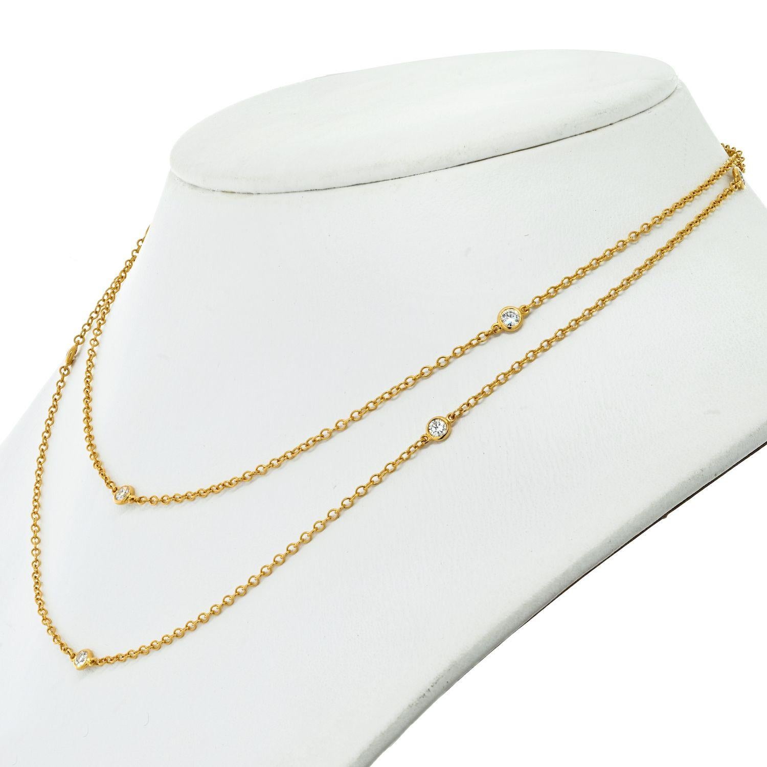 Moderne Tiffany & Co. Collier Elsa Peretti en or jaune 18 carats avec 10 diamants