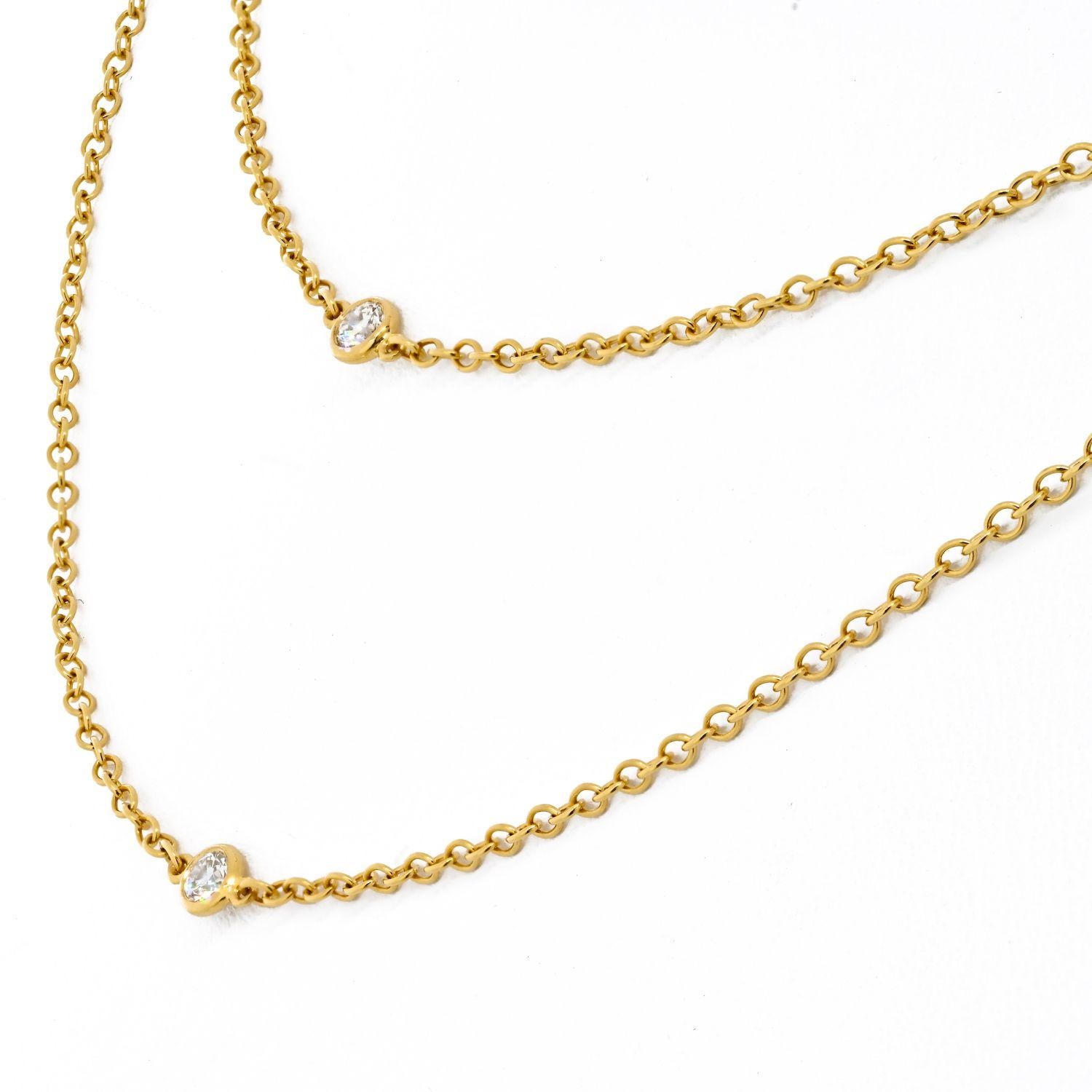 Taille ronde Tiffany & Co. Collier Elsa Peretti en or jaune 18 carats avec 10 diamants