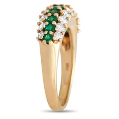 Tiffany & Co. 18K Yellow Gold 1.0ct Diamond and Emerald Ring