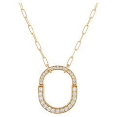 Tiffany & Co. 18K Yellow Gold 1.25ct Diamond Lock Pendant Necklace TI18-051526