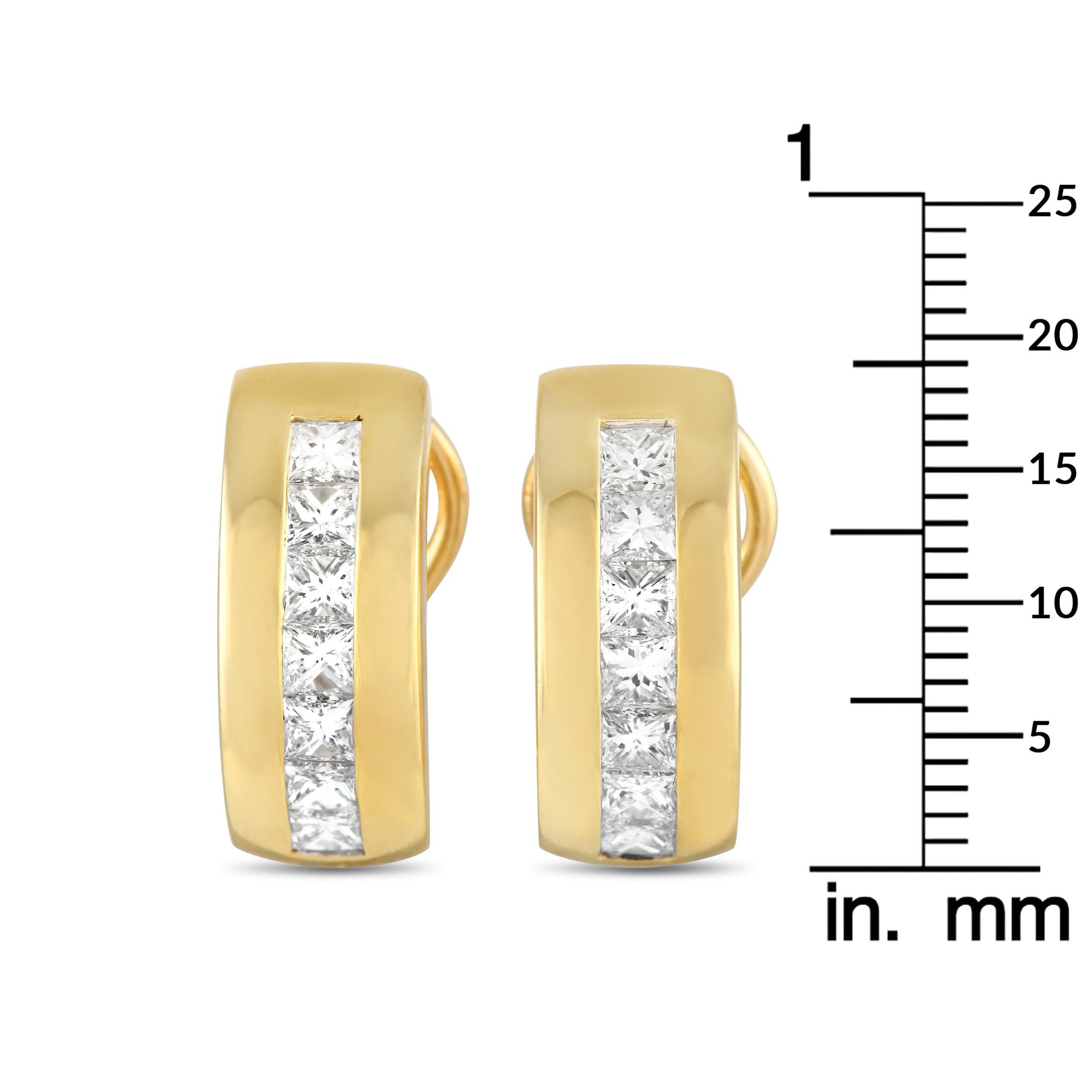 Tiffany & Co. 18K Yellow Gold 1.40ct Diamond Hoop Earrings In Excellent Condition For Sale In Southampton, PA