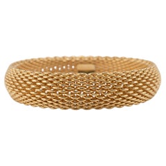 Tiffany & Co. 18K Yellow Gold 15 Link Rows Somerset Mesh Bangle Bracelet