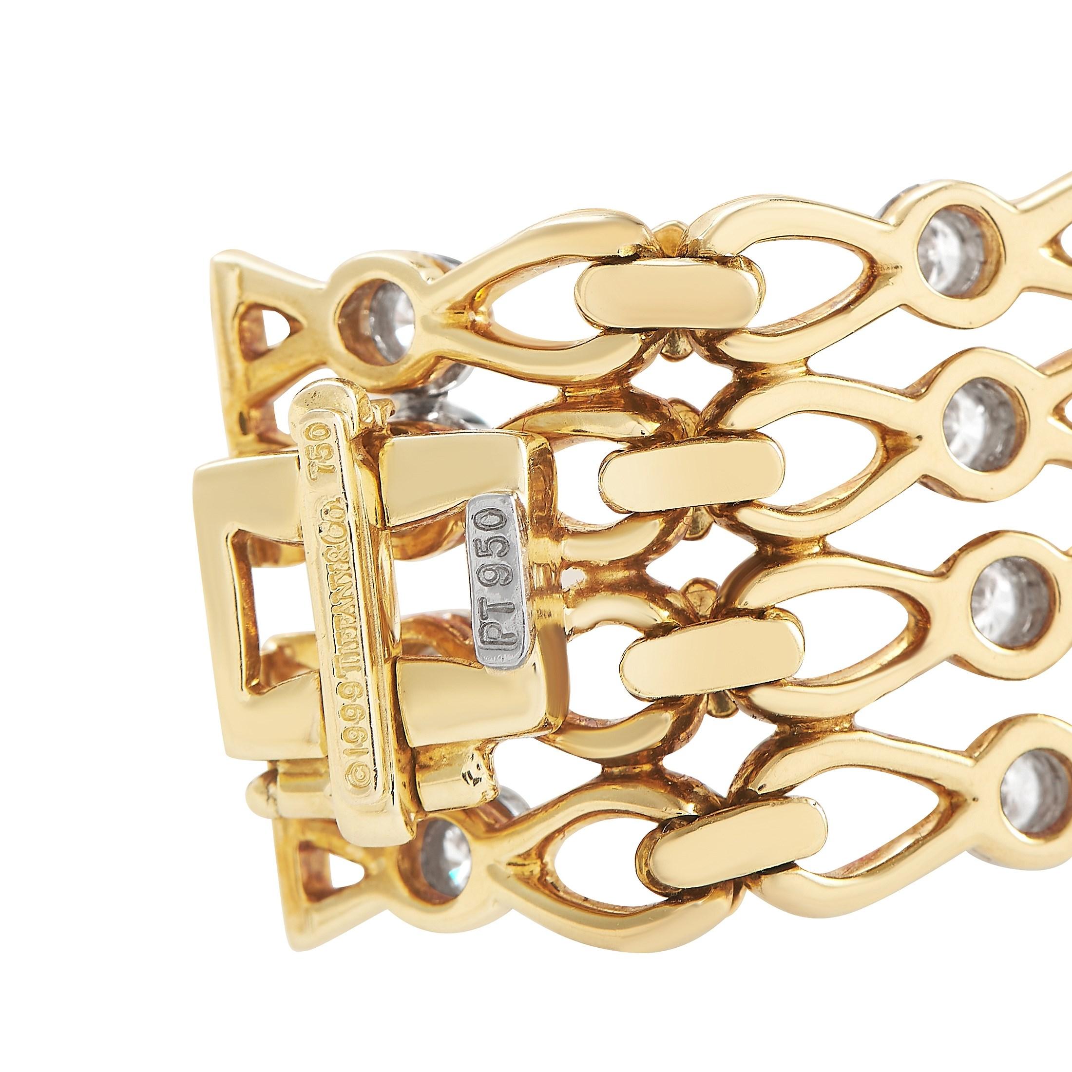 Round Cut Tiffany & Co. 18K Yellow Gold 16.50 Ct Diamond Collar Necklace