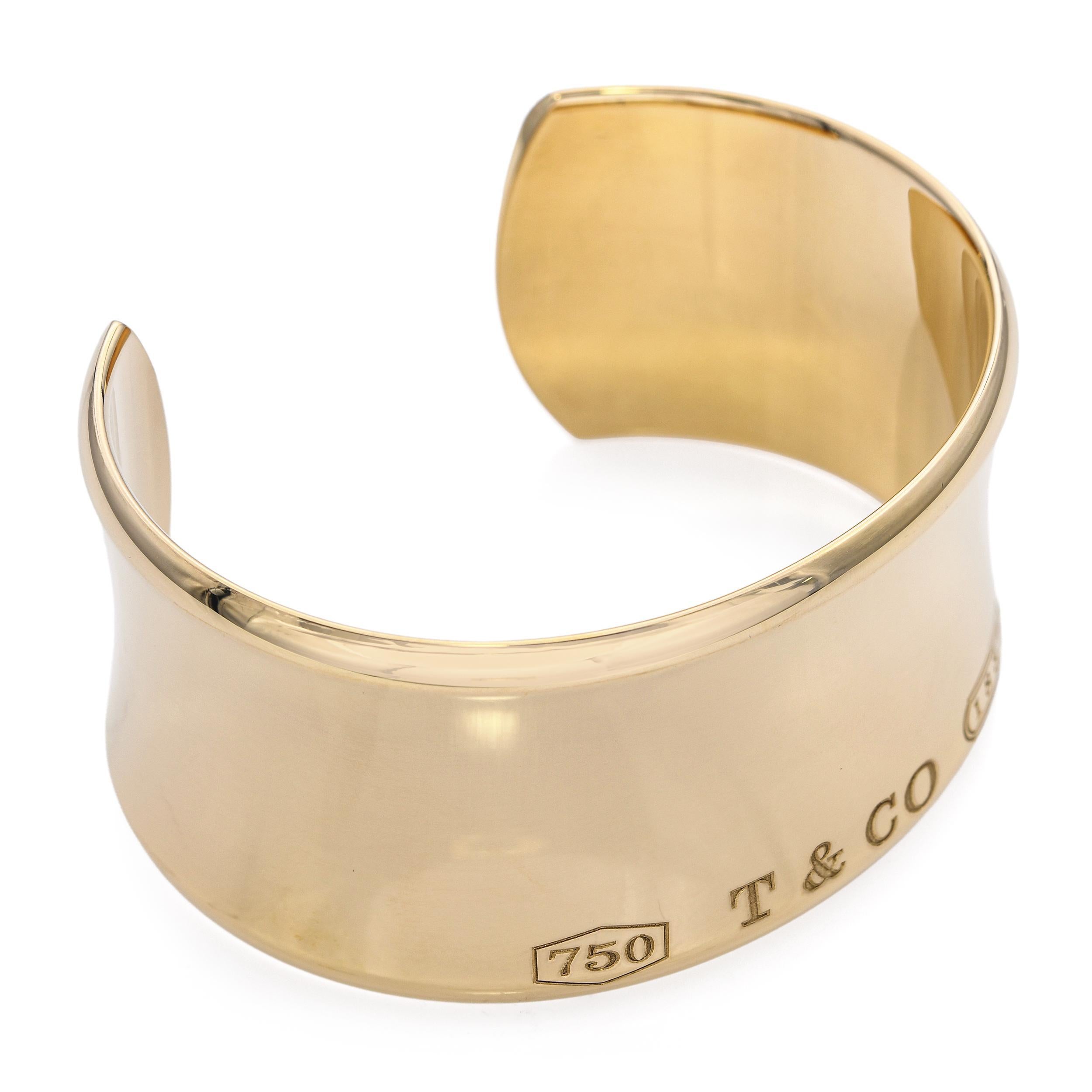 Tiffany & Co 18k Yellow Gold 1837 Wide Cuff Bracelet en venta 1