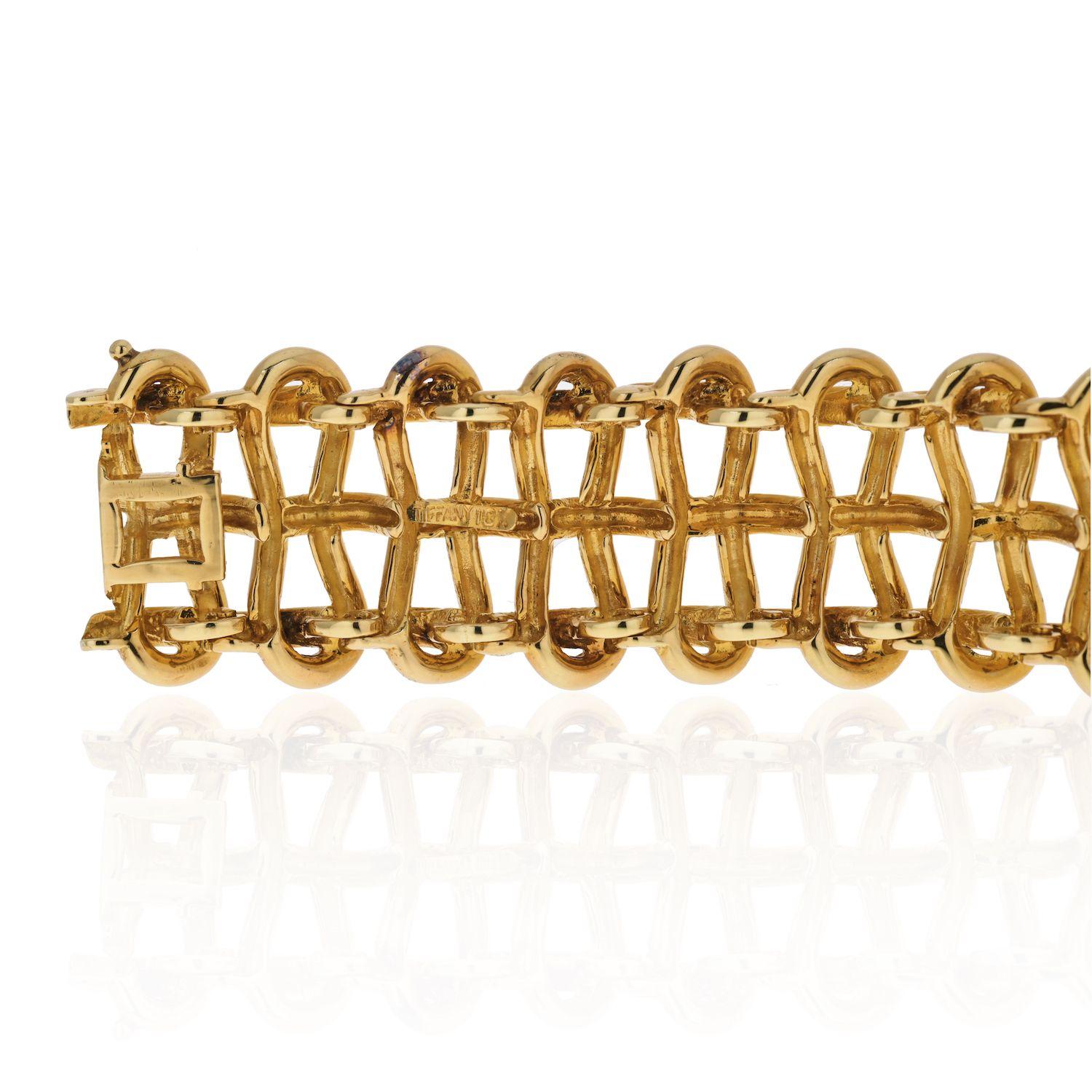 Modern Tiffany & Co. 18 Karat Yellow Gold 1973 Open Wire Wide Bracelet