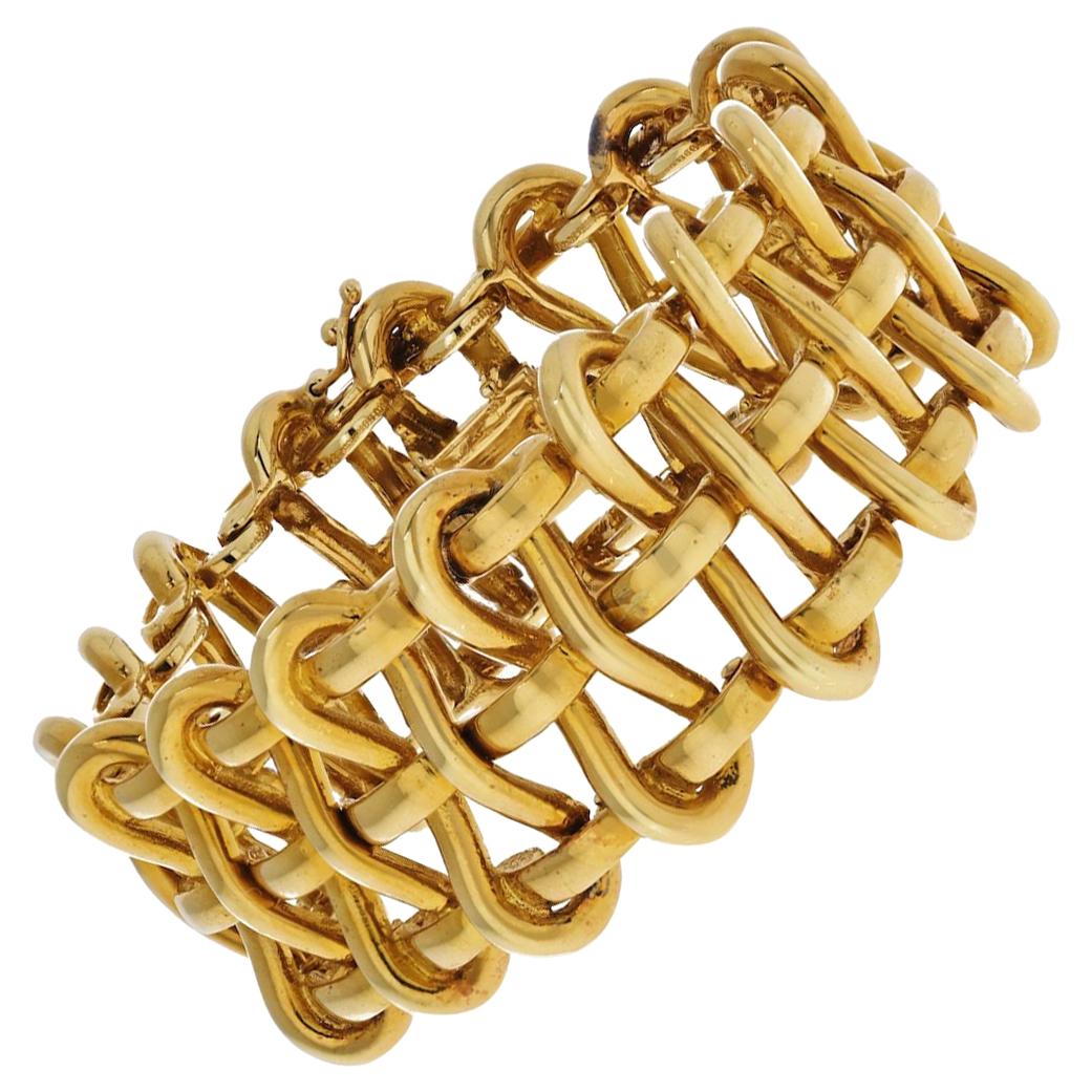 Tiffany & Co. 18 Karat Yellow Gold 1973 Open Wire Wide Bracelet