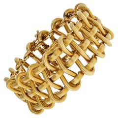 Tiffany & Co. 18 Karat Yellow Gold 1973 Open Wire Wide Bracelet