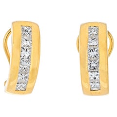 Tiffany & Co. 18K Yellow Gold 2.00cts Princess Cut Diamond Huggie Earrings