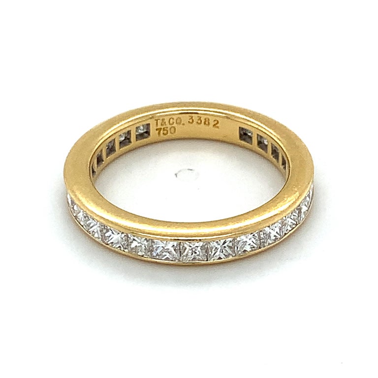 Tiffany and Co. 18k Yellow Gold 2.24CTTW Princess Diamond Eternity Band ...