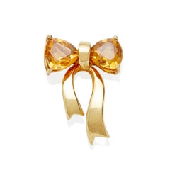 Tiffany & Co. 18k Yellow Gold & 2.75 Carat Citrine Bow Brooch