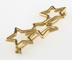 Tiffany & Co. 18 Karat Yellow Gold 3 Star Brooch Vintage 1986 Nice