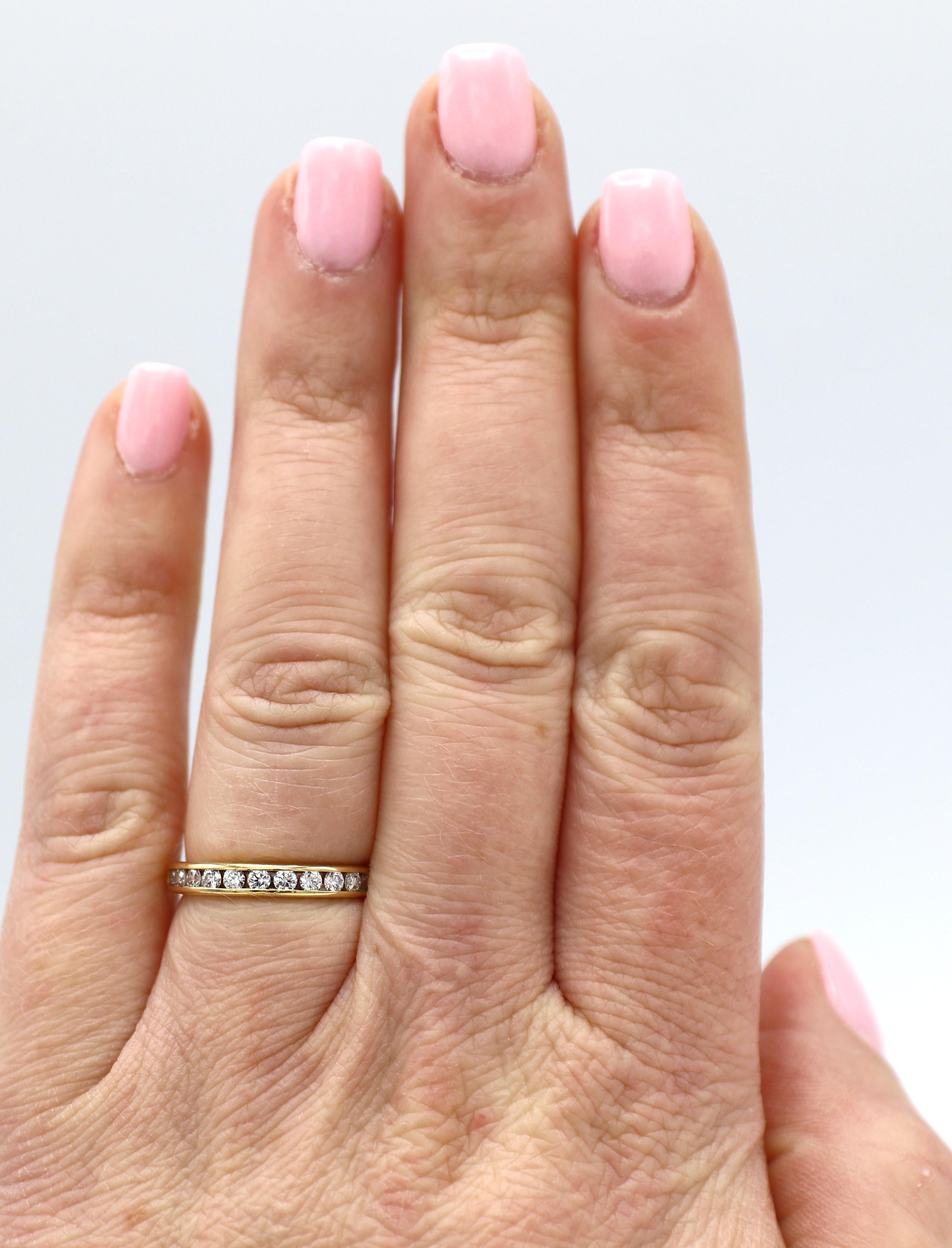 Modern Tiffany & Co. 18K Yellow Gold .33 Carat Channel Set Diamond Wedding Band Ring
