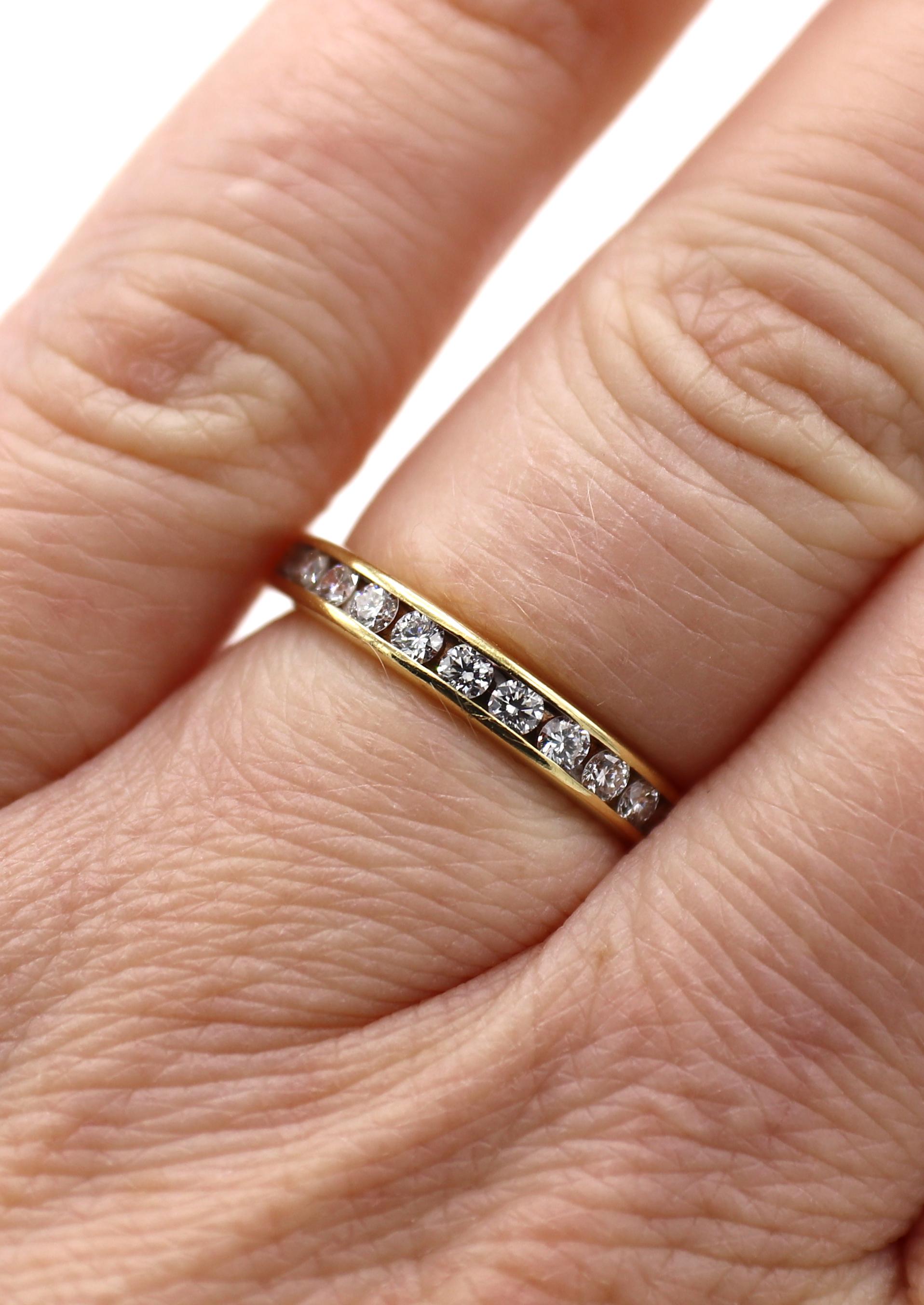 Round Cut Tiffany & Co. 18K Yellow Gold .33 Carat Channel Set Diamond Wedding Band Ring