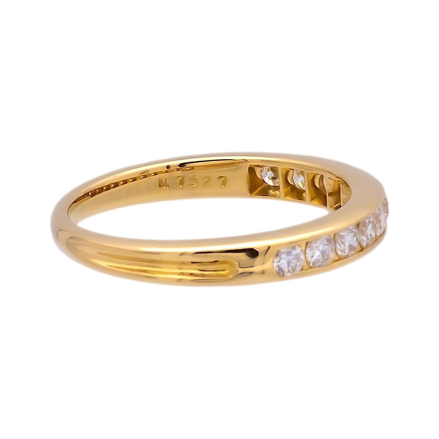 Brilliant Cut Tiffany & Co. 18K Yellow Gold 3mm Halfway 0.33 cts Wedding Band Ring For Sale