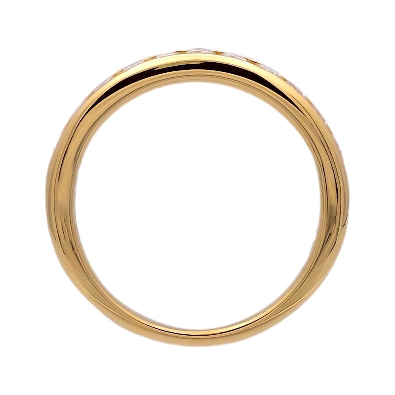 Tiffany & Co. 18K Yellow Gold 3mm Halfway 0.33 cts Wedding Band Ring In Excellent Condition For Sale In New York, NY