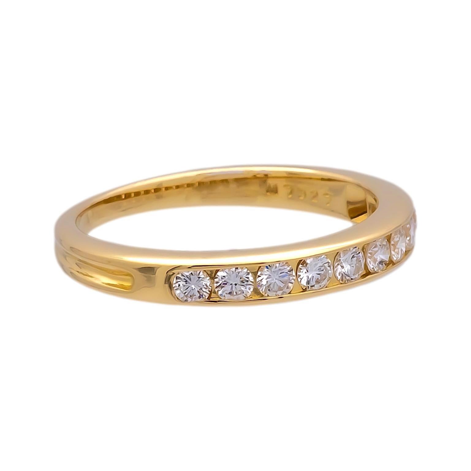 Women's Tiffany & Co. 18K Yellow Gold 3mm Halfway 0.33 cts Wedding Band Ring For Sale