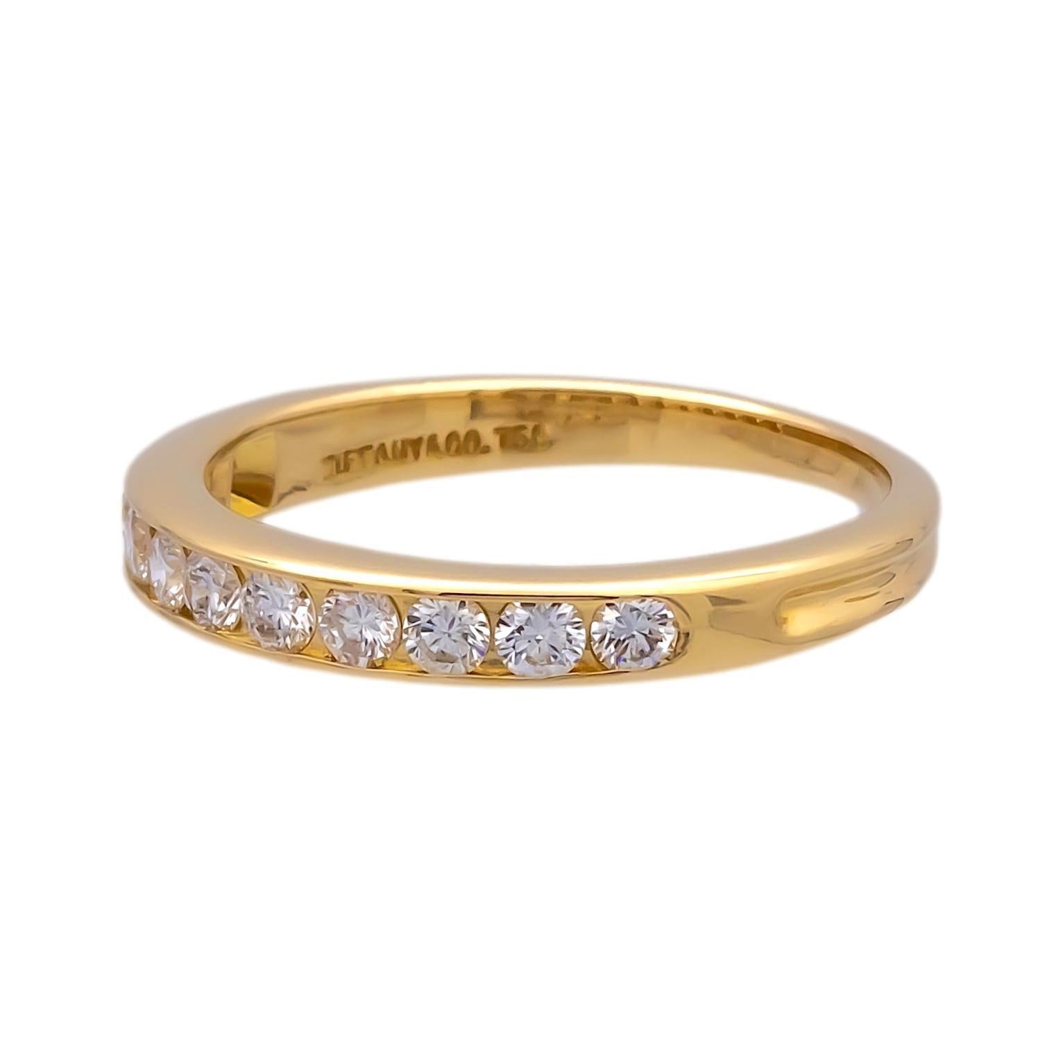 Women's Tiffany & Co. 18K Yellow Gold 3mm Halfway 0.33 cts Wedding Band Ring