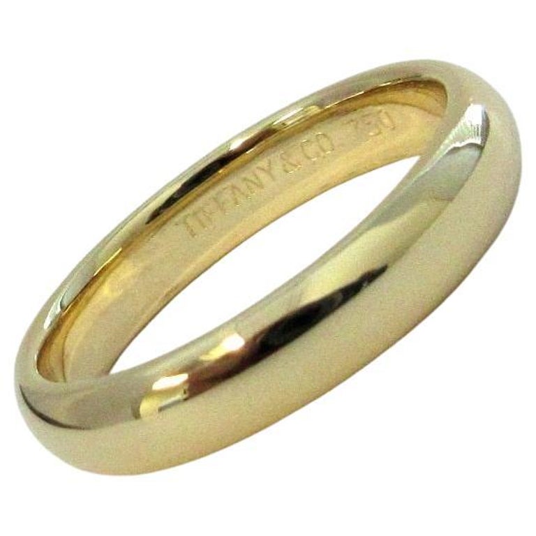 Tiffany and Co. 18k Yellow Gold Comfort Fit Wedding Band Ring For Sale ...