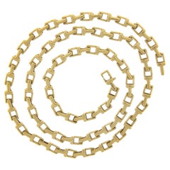 Tiffany & Co. 18k Yellow Gold 4mm Interlocking Narrow T Link 20" Chain Necklace
