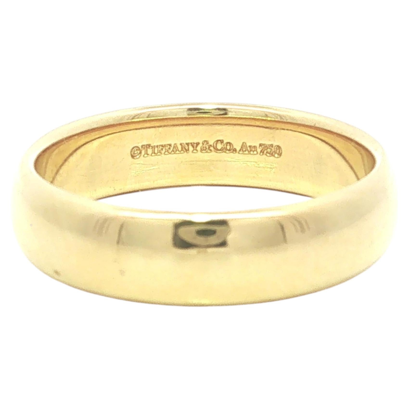 Tiffany & Co. 18-karätiges Gelbgold, 5,85 mm breiter klassischer Herren-Ehering, Größe 11